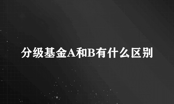 分级基金A和B有什么区别