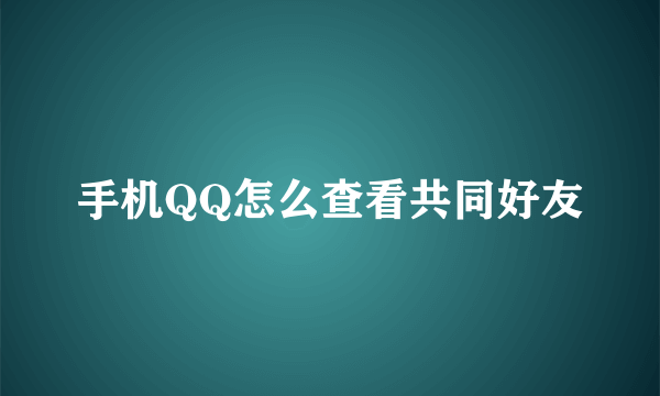 手机QQ怎么查看共同好友