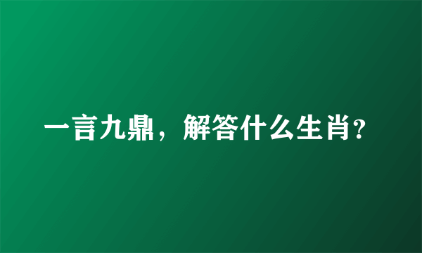 一言九鼎，解答什么生肖？