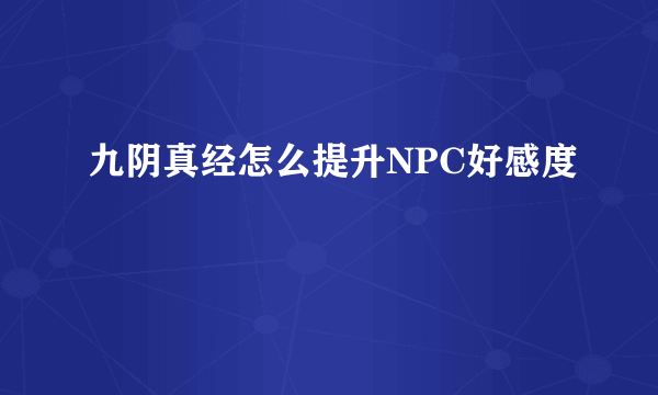 九阴真经怎么提升NPC好感度