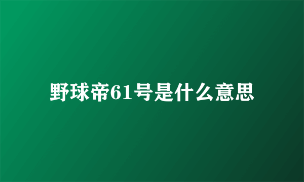 野球帝61号是什么意思