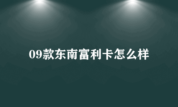 09款东南富利卡怎么样