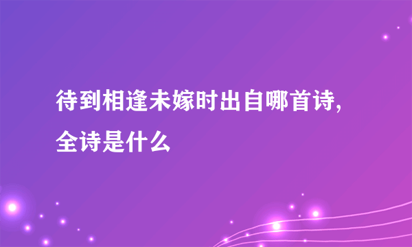 待到相逢未嫁时出自哪首诗,全诗是什么