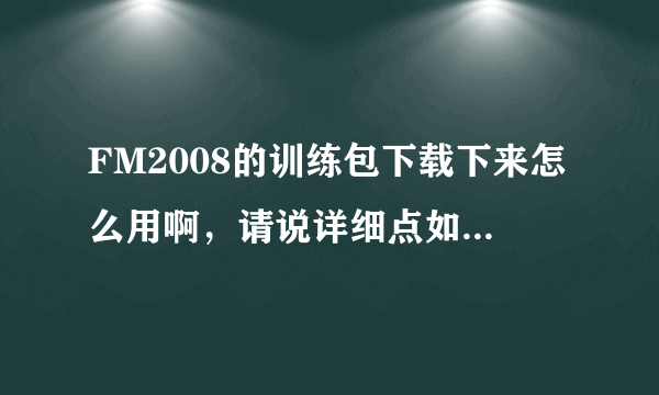 FM2008的训练包下载下来怎么用啊，请说详细点如题 谢谢了