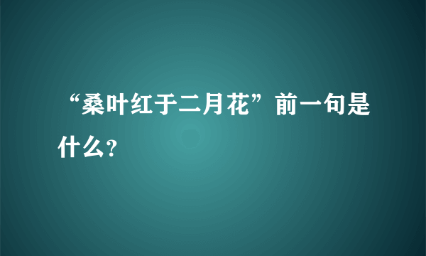 “桑叶红于二月花”前一句是什么？