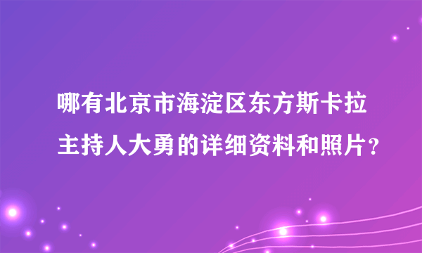 哪有北京市海淀区东方斯卡拉主持人大勇的详细资料和照片？