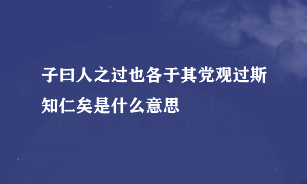 子曰人之过也各于其党观过斯知仁矣是什么意思