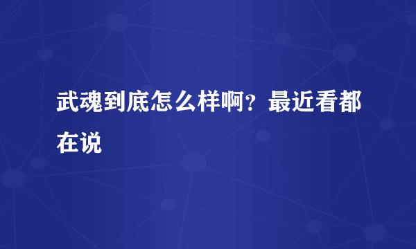 武魂到底怎么样啊？最近看都在说