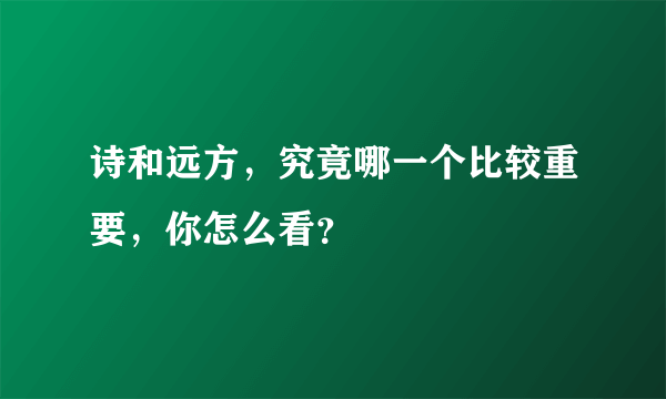 诗和远方，究竟哪一个比较重要，你怎么看？