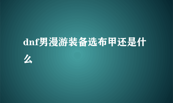 dnf男漫游装备选布甲还是什么