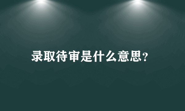 录取待审是什么意思？