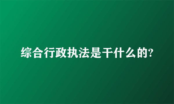 综合行政执法是干什么的?