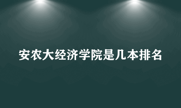 安农大经济学院是几本排名