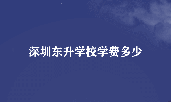 深圳东升学校学费多少