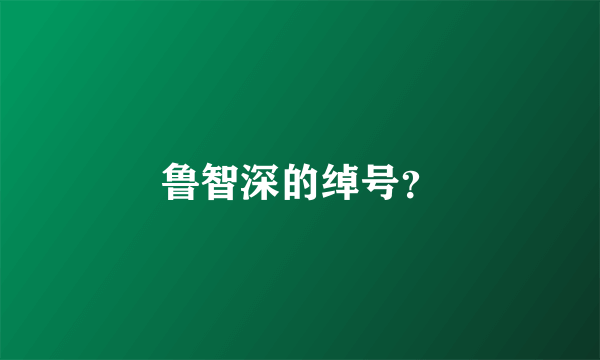 鲁智深的绰号？