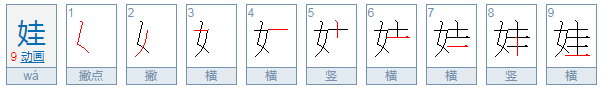 娃字的笔顺怎么写