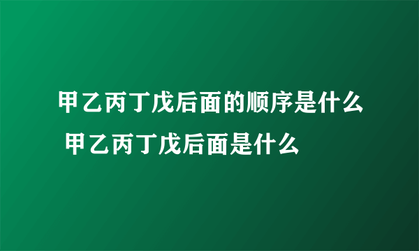 甲乙丙丁戊后面的顺序是什么 甲乙丙丁戊后面是什么