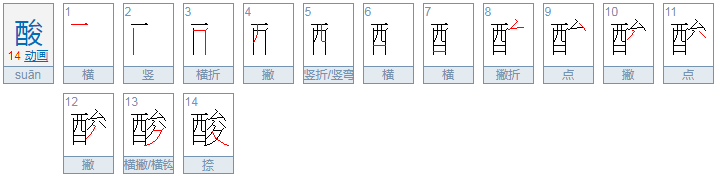 酸多少画？酸的部首是什么？