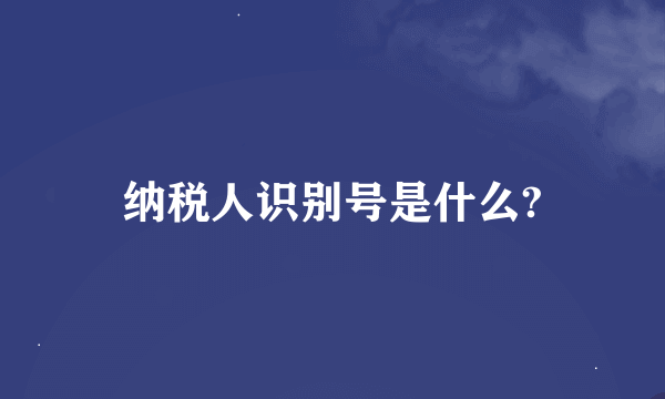 纳税人识别号是什么?