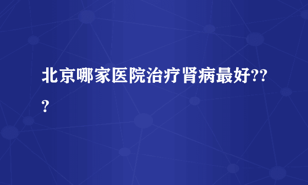 北京哪家医院治疗肾病最好???