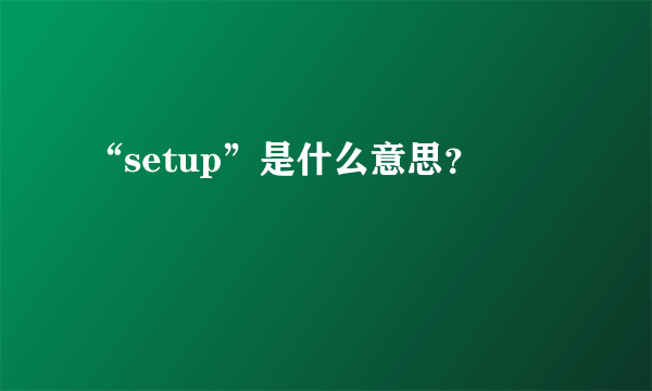 “setup”是什么意思？