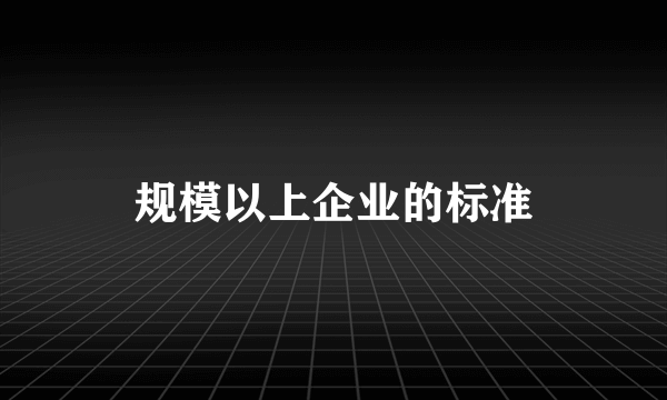 规模以上企业的标准