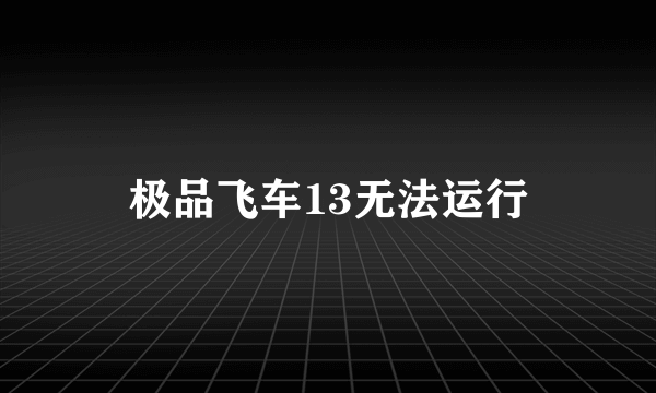 极品飞车13无法运行