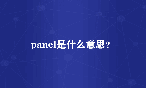 panel是什么意思？