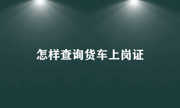 怎样查询货车上岗证