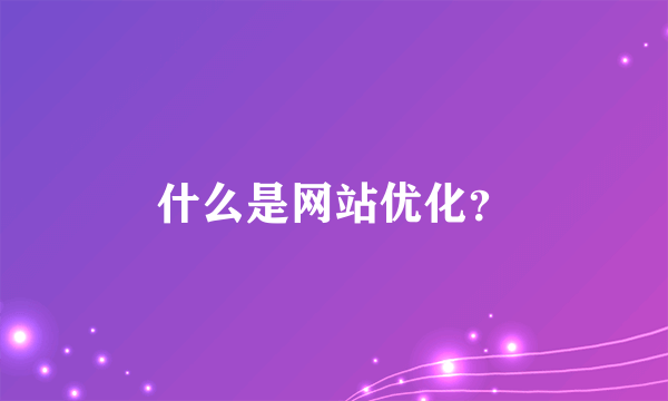 什么是网站优化？