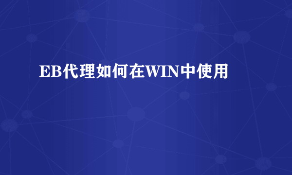 EB代理如何在WIN中使用