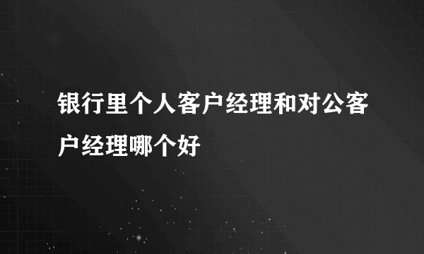 银行里个人客户经理和对公客户经理哪个好