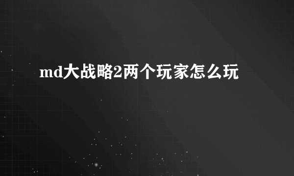 md大战略2两个玩家怎么玩