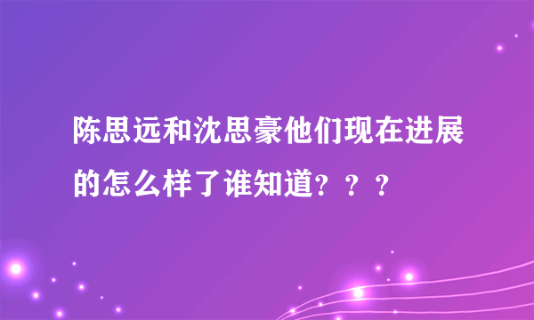 陈思远和沈思豪他们现在进展的怎么样了谁知道？？？