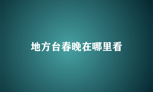 地方台春晚在哪里看