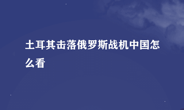 土耳其击落俄罗斯战机中国怎么看