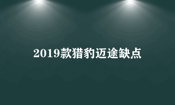 2019款猎豹迈途缺点