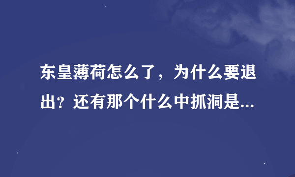 东皇薄荷怎么了，为什么要退出？还有那个什么中抓洞是什么东西???求好人告诉我