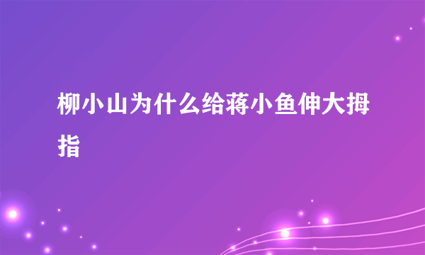 柳小山为什么给蒋小鱼伸大拇指