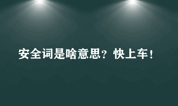 安全词是啥意思？快上车！