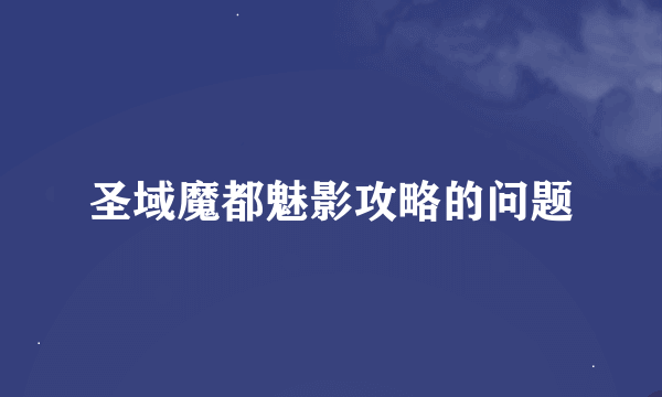 圣域魔都魅影攻略的问题