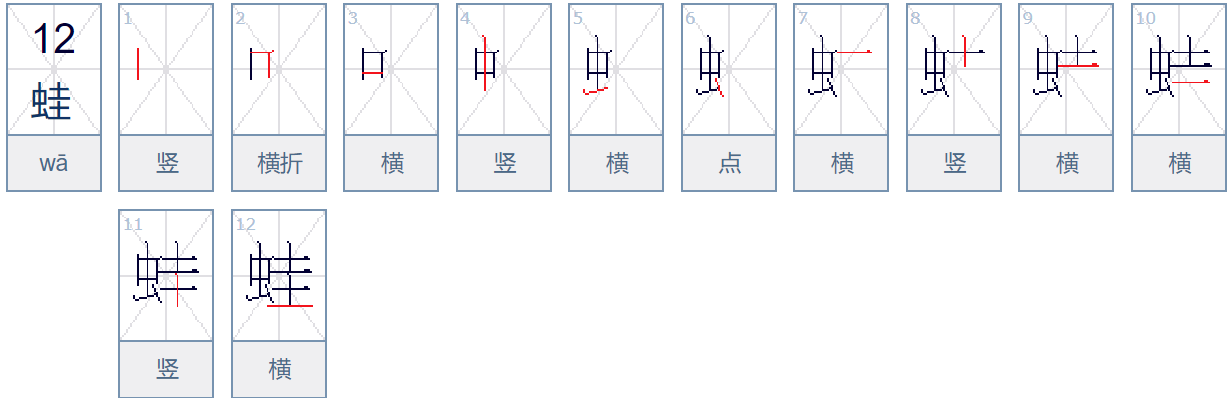 蛙的笔顺怎么写的