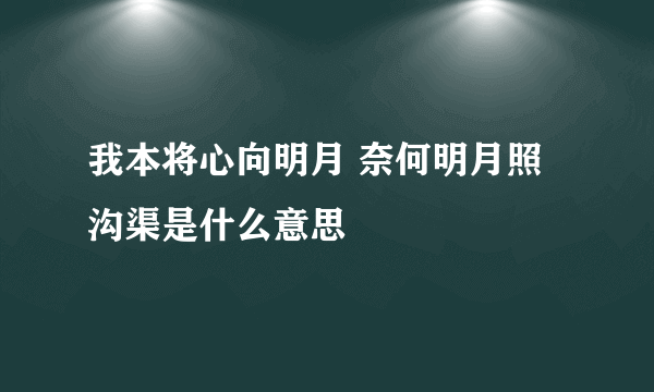 我本将心向明月 奈何明月照沟渠是什么意思