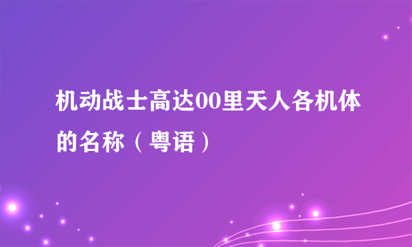 机动战士高达00里天人各机体的名称（粤语）