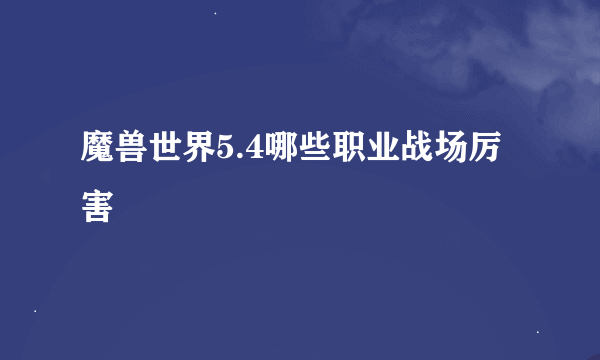 魔兽世界5.4哪些职业战场厉害