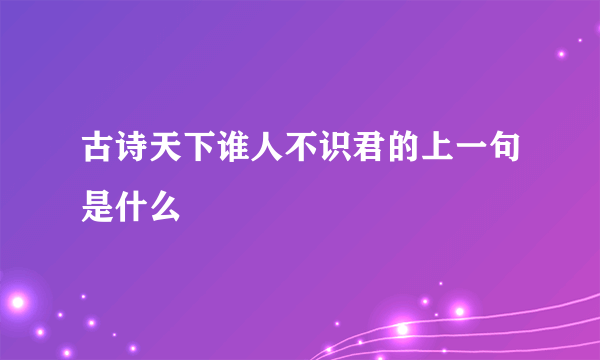 古诗天下谁人不识君的上一句是什么