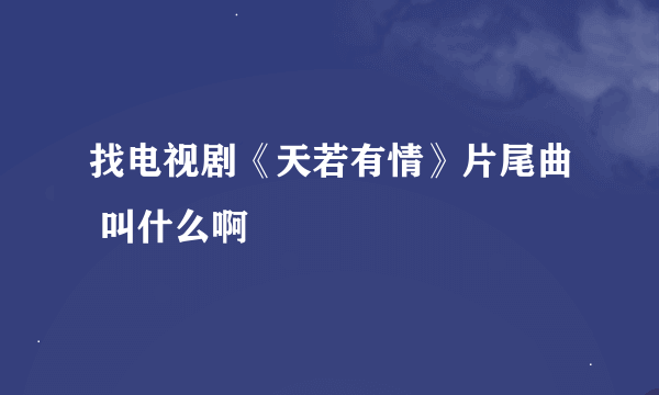 找电视剧《天若有情》片尾曲 叫什么啊