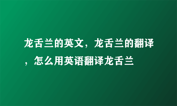 龙舌兰的英文，龙舌兰的翻译，怎么用英语翻译龙舌兰