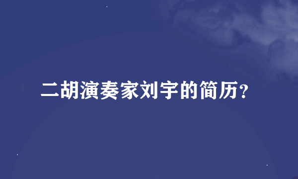 二胡演奏家刘宇的简历？