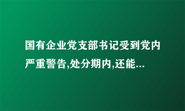 国有企业党支部书记受到党内严重警告,处分期内,还能进一步使用吗?